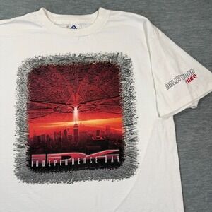 Alstyle T-Shirt Mens XL White Independence Day Movie Hollywood Video Graphic Tee